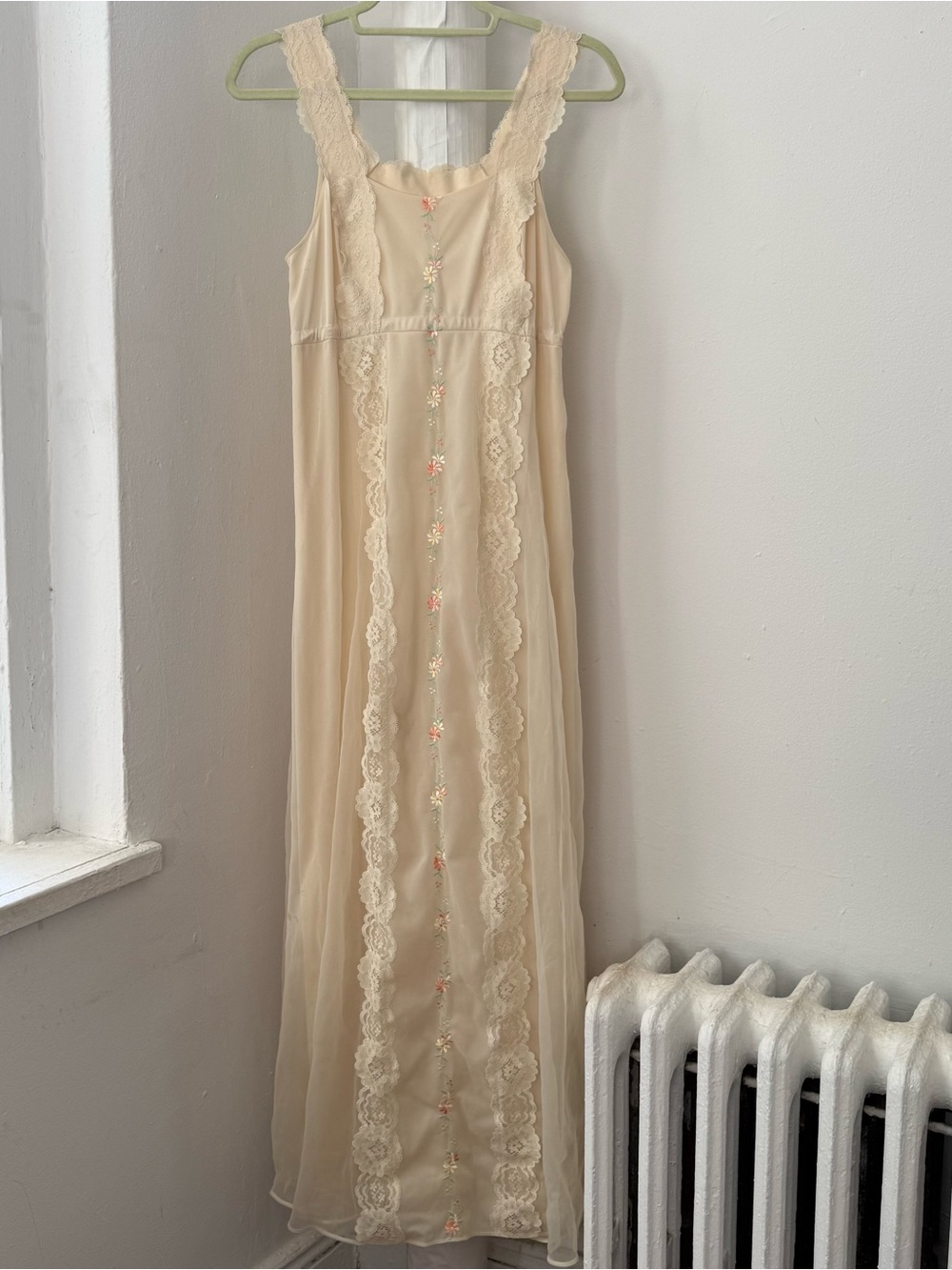 Vintage 70s Cream Maxi Prairie Dress